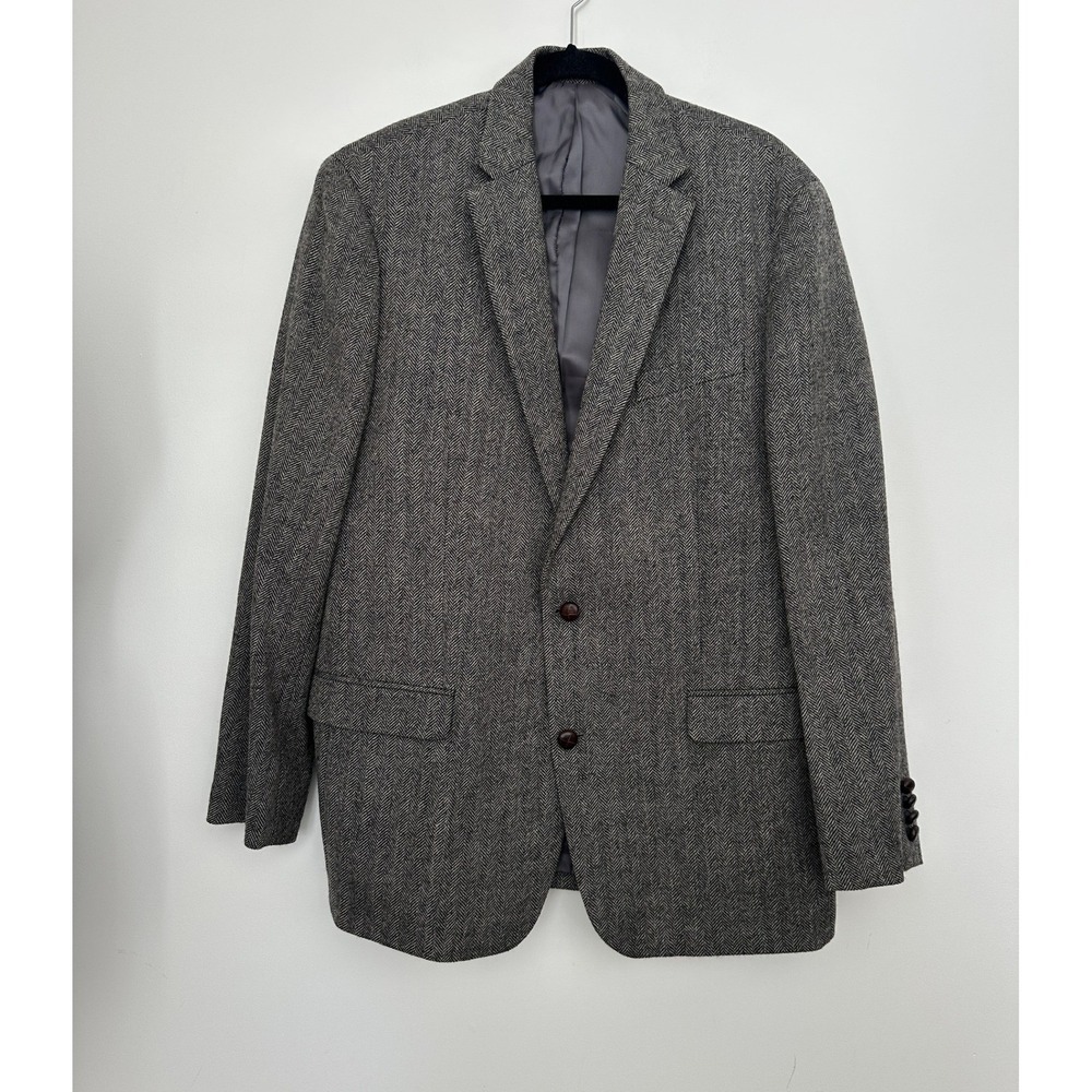 Lauren Ralph Lauren Mens 46L Slim Fit 100% Wool Herringbone Sport Coat Gray